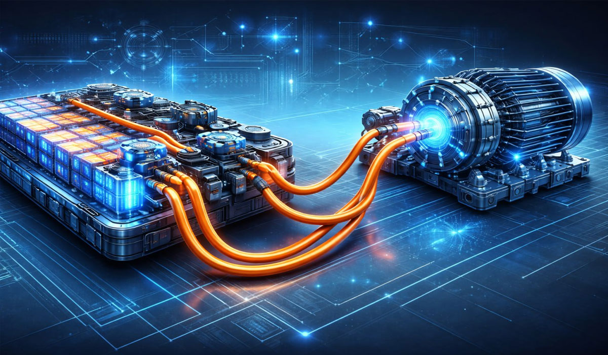 Power Electronics Connecting Battery And Motor